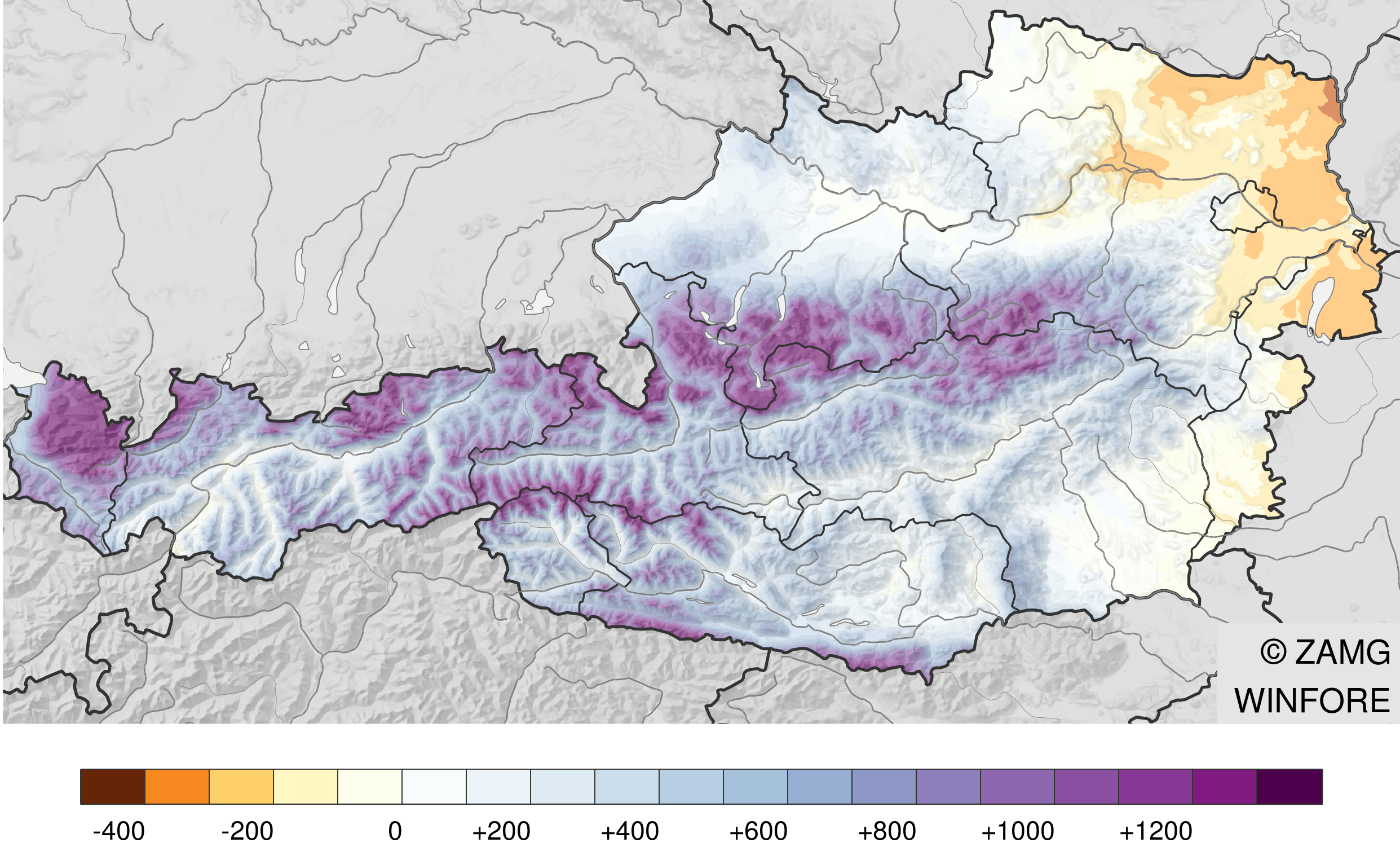 ZAMG Österreich Karte Veränderung Temperaturen